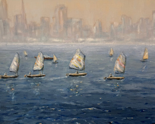 Sailing on the San Francisco Bay -Original Painting by Kirsten Hagen