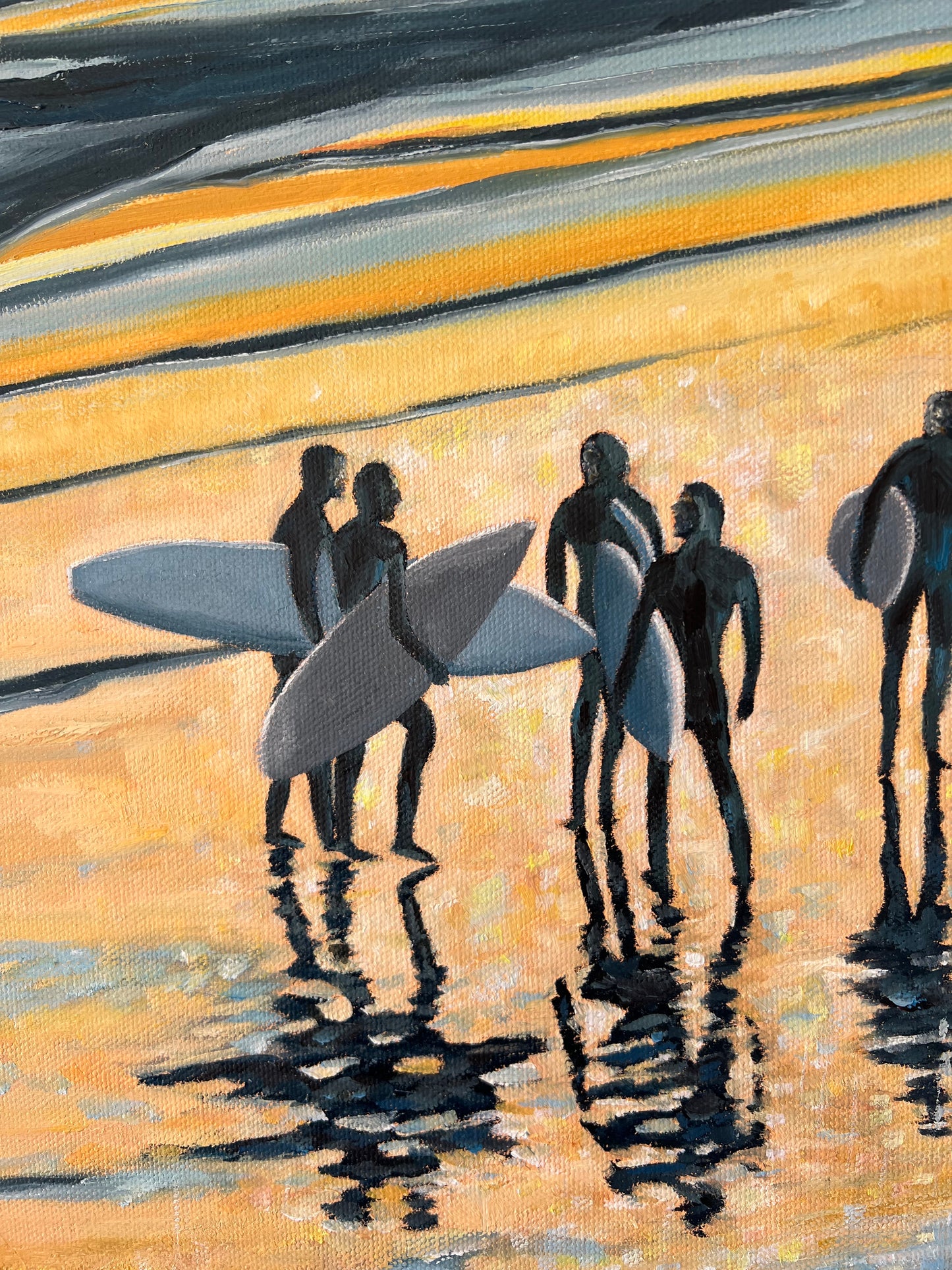 Avila Beach Surfers-Original Painting by Kirsten Hagen
